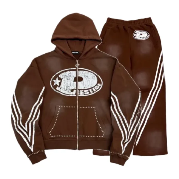 Prestige P Logo Rhinestone Tracksuit Brown (2)