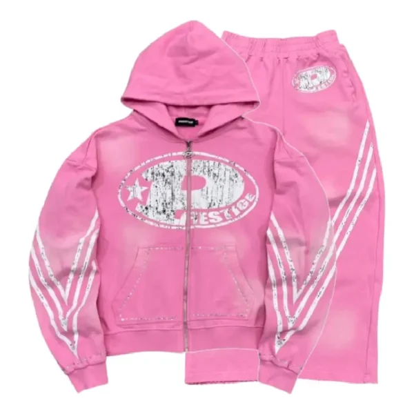 Prestige P Logo Rhinestone Tracksuit Pink (2)